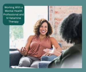 Person working with a mental health professional while receiving IV ketamine therapy in Lincoln Nebraska at Elevate Mind & Mood.