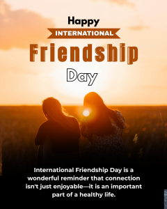 Friendship and mental health illustrated by two friends watching a sunset together on International Friendship Day